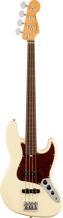 Basse électrique Fender AMERICAN PROFESSIONAL II JAZZ BASS sans frettes (blanc olympique)