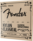 Cordes de guitare acoustique Fender 130C NYLON CLASSICAL transparentes/argentées à boule - .028-.043