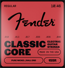 Cordes de guitare électrique Fender CLASSIC CORE 155R en nickel pur à boule - .010-.046