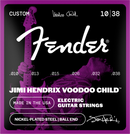 Cordes de guitare électrique Fender JIMI HENDRIX VOODOO CHILD en acier nickelé à embout boule - .010-.038