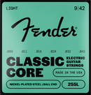 Cordes de guitare électrique Fender CLASSIC CORE 255L en acier nickelé à boule - .009-.042