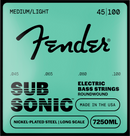 Cordes de basse électrique Fender SUBSONIC 7250ML en acier nickelé à diapason long - .045-.100