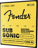 Cordes de basse électrique Fender SUBSONIC 7250-5L en acier nickelé, diapason long, 5 cordes - .040-.115