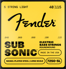 Cordes de basse électrique Fender SUBSONIC 7250-5L en acier nickelé, diapason long, 5 cordes - .040-.115
