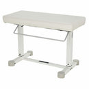 K&M 14080 Banc de piano pneumatique en acier avec siège en similicuir (blanc)