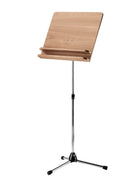 K&M 118/3 Chrome Orchestra Music Stand w/Walnut Wooden Desk