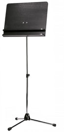 K&M 118/3 Pupitre d'orchestre chromé avec bureau en bois noir