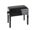 K&M 13950 Banc de piano en bois avec siège en velours et rangement (noir brillant)
