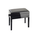 K&M 13951 Banc de piano en bois avec siège et rangement en cuir (noir brillant)