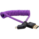 Kondor Blue KB-MC-FHDMI12L-P Gerald Undone Braided Coiled High-Speed Right-Angle Micro-HDMI To HDMI Cable For Select Sony And Fuji Cameras (Purple) - 12in To 24in