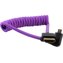Kondor Blue KB-MC-FHDMI12L-P Gerald Undone Braided Coiled High-Speed Right-Angle Micro-HDMI To HDMI Cable For Select Sony And Fuji Cameras (Purple) - 12in To 24in