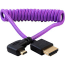 Kondor Blue KB-MC-FHDMI12R-P Gerald Undone Braided Coiled High-Speed Right-Angle Micro-HDMI To HDMI Cable For Canon R5 And R6 Cameras (Purple) - 12in To 24in