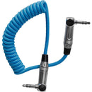 Kondor Blue KB-35-RA12C Coiled 3.5mm Right-Angle TRS Stereo Audio Cable - 12in To 24in
