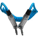 Kondor Blue KB-35-RA12C Coiled 3.5mm Right-Angle TRS Stereo Audio Cable - 12in To 24in