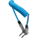 Kondor Blue KB-35-RA12C Coiled 3.5mm Right-Angle TRS Stereo Audio Cable - 12in To 24in