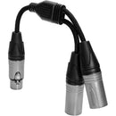 Câble répartiteur audio en Y Kondor Blue KB-YFXLRDM-BK double XLR mâle vers XLR femelle - 25 cm (noir corbeau)