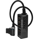 Répartiteur Kondor Blue KB-DTAP-HUB-BK avec prise D mâle vers prise D femelle 4 ports et voltmètre (noir corbeau) - 40,6 cm