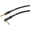 On-Stage OSPRO-ICR-15 Braided Straight 1/4in Male To Right-Angle 1/4in Male Instrument Cable - 15ft