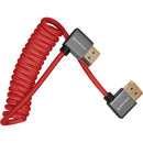 KB-FHDMI-12RA-R Coiled Right-Angle High-Speed HDMI Cable (Cardinal Red) - 12in To 24in