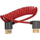 KB-FHDMI-12RA-R Coiled Right-Angle High-Speed HDMI Cable (Cardinal Red) - 12in To 24in