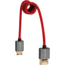 Kondor Blue KB-MN-FHDMI-12-R Coiled Mini-HDMI To HDMI Cable (Red) - 12in To 24in