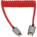 Kondor Blue KB-MN-FHDMI-12-R Coiled Mini-HDMI To HDMI Cable (Red) - 12in To 24in