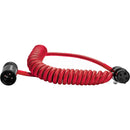 Câble XLR coudé à profil bas enroulé Kondor Blue KB-MXLRF-CR (rouge) - 30,5 cm à 61 cm