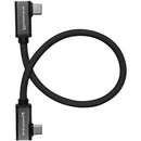 Câble USB-C tressé double coudé à angle droit Kondor Blue KB-USBC31-RA-12-BK pour transfert de données et alimentation 8K (noir corbeau) - 30,5 cm