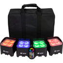 ColorKey MOBILEPAR MINI HEX 4 MKII Wireless Battery-Powered RGBAW+UV LED Fixture Bundle With Carrying Case (4-Pack)