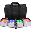 ColorKey MOBILEPAR MINI HEX 4 MKII Wireless Battery-Powered RGBAW+UV LED Fixture Bundle With Carrying Case (4-Pack)