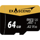 Exascend EX64GUSDU1-AD 64GB Catalyst UHS-I MicroSDXC Memory Card With SD Adapter
