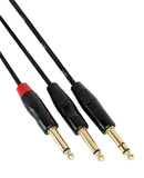 Digiflex HIN-1S-2P-3 Pro Insert Cable TRS To 2x Phone Plugs - 3ft