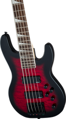 Basse électrique 5 cordes Jackson Guitars série JS JS3VQ Concert (rouge transparent dégradé)