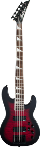 Basse électrique 5 cordes Jackson Guitars série JS JS3VQ Concert (rouge transparent dégradé)
