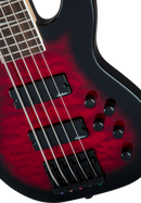 Basse électrique 5 cordes Jackson Guitars série JS JS3VQ Concert (rouge transparent dégradé)
