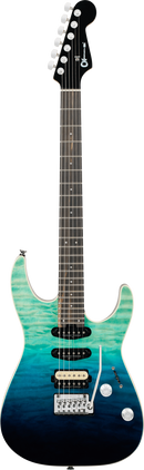 Charvel Guitars PRO-MOD PLUS DINKY DK24 HSS 2PT QM Electric Guitar (Blue Curaçao)