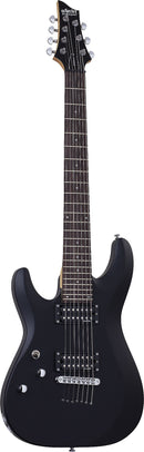 Guitare électrique gauchère 7 cordes Schecter C-7 DELUXE (Satin Black)