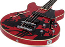 Schecter SIMON GALLUP CORSAIR BASS Hollow-Body Electric Bass (Red And Black)