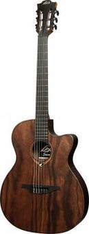 Lag Guitars SAUVAGE-N-ASCE RH Auditorium Guitare acoustique-électrique classique à pan coupé fin en nylon (satin à pores ouverts)