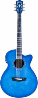 Washburn EA15TBL Festival Series Acoustic Electric Guitar (Flame Transparent Blue)