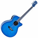 Washburn EA15TBL Festival Series Acoustic Electric Guitar (Flame Transparent Blue)