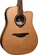 Guitare électro-acoustique Lag Guitars HV10DCE RH HyVibe 10 Dreadnought à pan coupé (finition satinée naturelle)