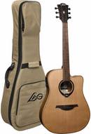 Guitare électro-acoustique Lag Guitars HV10DCE RH HyVibe 10 Dreadnought à pan coupé (finition satinée naturelle)