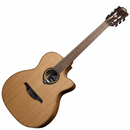 Lag Guitars HV10-N-ACE RH HyVibe 10 Guitare électro-acoustique Auditorium à pan coupé en nylon (Satin naturel)