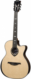 Lag Guitars HV50-N-ACE RH HyVibe 30 Guitare électro-acoustique Auditorium à pan coupé biseauté en nylon (Naturel brillant)
