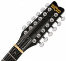 Guitare électrique 12 cordes Washburn H12TB Hawk Series inspirée des années 70 (Trans Black)