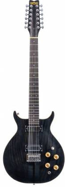 Guitare électrique 12 cordes Washburn H12TB Hawk Series inspirée des années 70 (Trans Black)