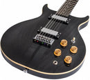 Guitare électrique 12 cordes Washburn H12TB Hawk Series inspirée des années 70 (Trans Black)