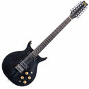 Guitare électrique 12 cordes Washburn H12TB Hawk Series inspirée des années 70 (Trans Black)