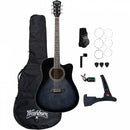 Washburn WA90CETBBPACK Dreadnought Style Acoustic Electric Guitar Package (Black)